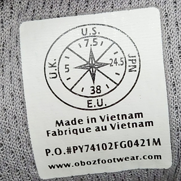 Oboz Bozeman Low Frost Gray Leather Hiking Shoes Womens 7.5 Casual Lace-Up Trail - Picture 9 of 9